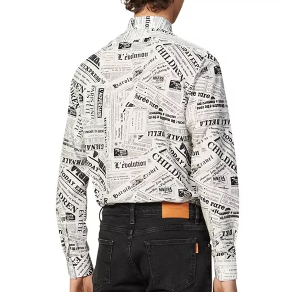 🏇 Sandro Newspaper Print Men's Shirt - Picture 7 of 13